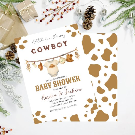 Cowboy Wild West Rodeo Western Boy Baby Shower  招待状
