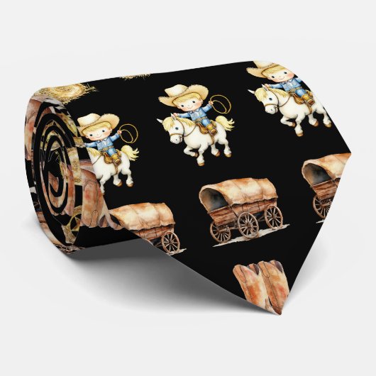 Cowboys Cute Cartoon Neck Tie ネクタイ (ロール)