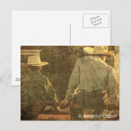 Cowboys on a Rodeo Fence ポストカード (正面/裏面)