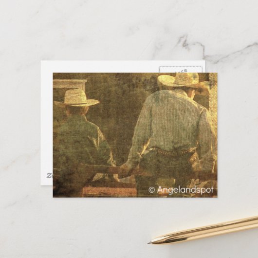 Cowboys on a Rodeo Fence ポストカード (正面/裏面インサイチュ)