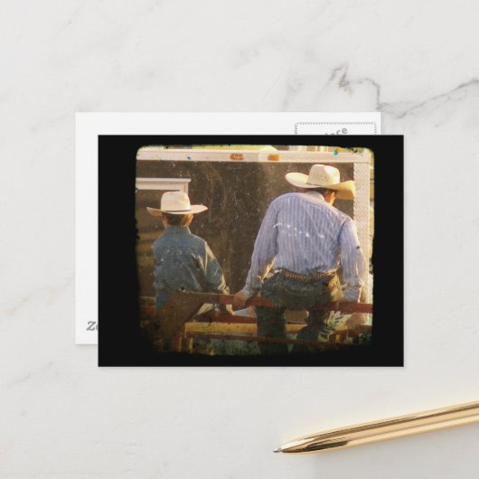 Cowboys on a Rodeo Fence TTV ポストカード (正面/裏面インサイチュ)