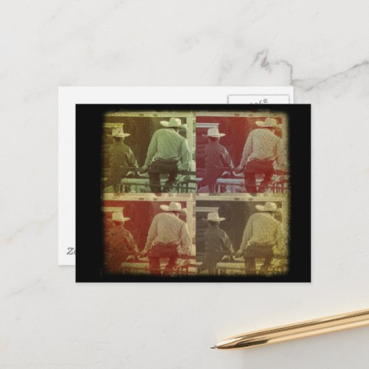 Cowboys on a Rodeo Fence TTV Four Colors ポストカード (正面/裏面インサイチュ)