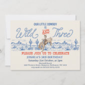 Cowby Blue Rodeo Wild and Three 3rd Birthday  招待状 (正面)