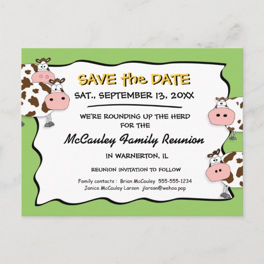 Cowdessful Apple Green Fam懇親会日付の保存 案内ポストカード (正面)