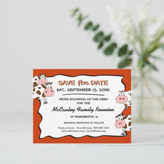 Cowdessful Paprikaファミリ懇親会日付の保存 案内ポストカード (スタンド正面)