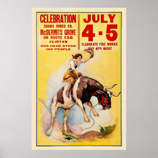 Cowgirl930s Western Rodeo Celebration Vintage ポスター