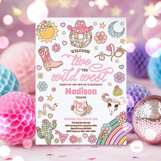 Cowgirl 2nd Birthday Welcome Two The Wild West  招待状