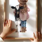 Cowgirl and Cow Poster Kids Western Room Decor ポスター