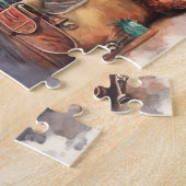 Cowgirl and Horse Country Life Relaxing Gift ジグソーパズル (側面)