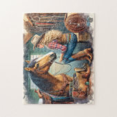 Cowgirl and Horse Country Life Relaxing Gift ジグソーパズル (縦)