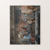 Cowgirl and Horse Rustic Western Ranch ジグソーパズル (縦)