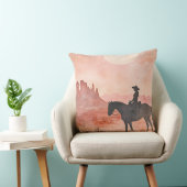 Cowgirl and Horse Southwestern Sunset Silhouette クッション (椅子)