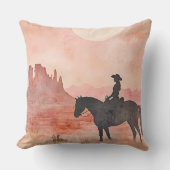 Cowgirl and Horse Southwestern Sunset Silhouette クッション (正面)