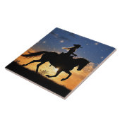 Cowgirl and Horse Sunset Fantasy Country Western タイル (側面)