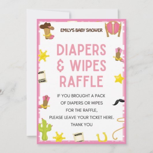 Cowgirl Baby Shower Game - Editable Name, 5x7 size 招待状 (正面)