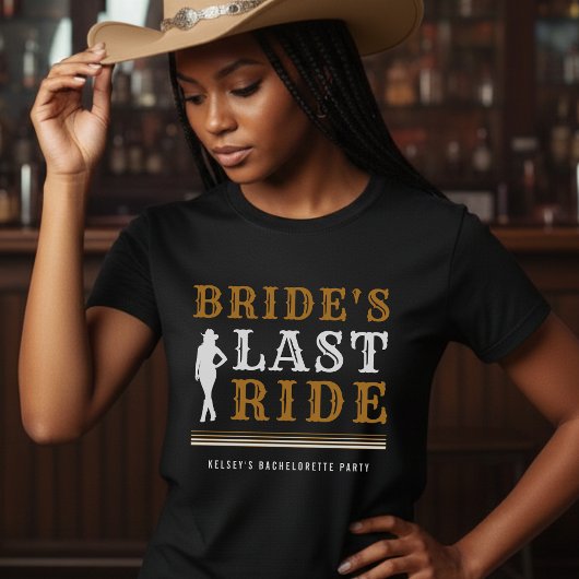 Cowgirl Bachelorette Party Bride's Last Ride Brown Tシャツ