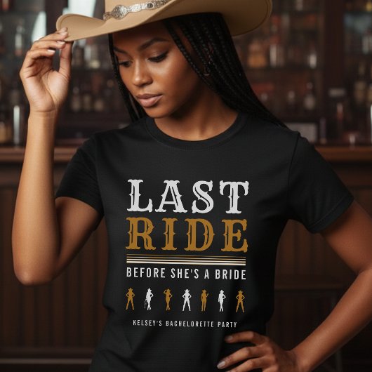 Cowgirl Bachelorette Party Last Ride Brown & Black Tシャツ