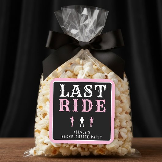 Cowgirl Bachelorette Party Last Ride Pink スクエアシール