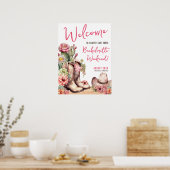 Cowgirl Bachelorette Party Welcome Sign ポスター (キッチン)