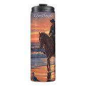 Cowgirl Beach Ride Sunset Gulls タンブラー (正面)