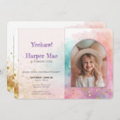 Cowgirl Birthday Invitation | Pink Western Party 招待状 (正面/裏面)