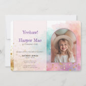 Cowgirl Birthday Invitation | Pink Western Party 招待状 (正面)