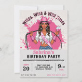 Cowgirl Birthday Party Whips Wine & Wild Times 招待状 (正面)