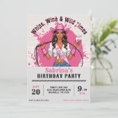 Cowgirl Birthday Party Whips Wine & Wild Times 招待状 (スタンド正面)