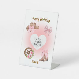 Cowgirl Birthday Pedestal Sign 台座サイン