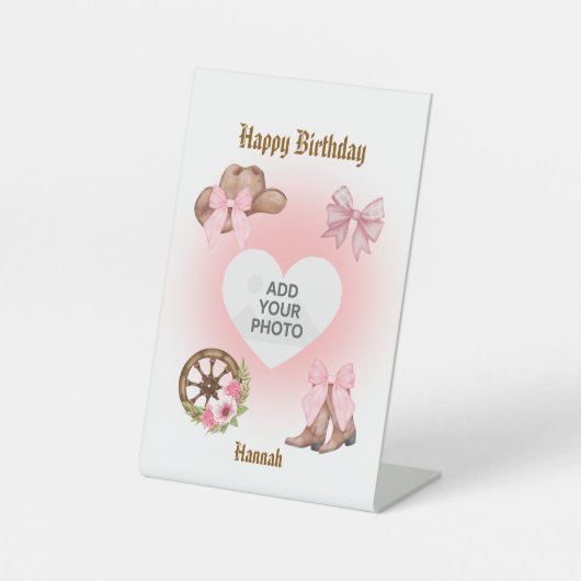 Cowgirl Birthday Pedestal Sign 台座サイン (正面)