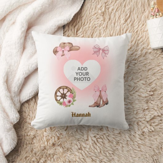 Cowgirl Birthday Throw Pillow Gift クッション (ブランケット)