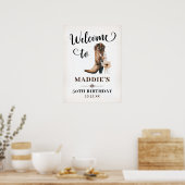Cowgirl Boots Birthday Sign Western Birthday Decor ポスター (キッチン)