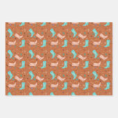 Cowgirl Boots Blue Pink Clay 3-Sheet Set Gift Wrap ラッピングペーパーシート (正面2)