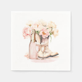 Cowgirl Boots Bubbly Peonies BRIDAL SHOWER スタンダードカクテルナプキン