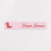 Cowgirl Boots & Hearts Kids Waterproof Name Labels ラベル (デザイン1)
