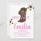 Cowgirl Boots Horse Themed Birthday Pink 招待状 (正面)