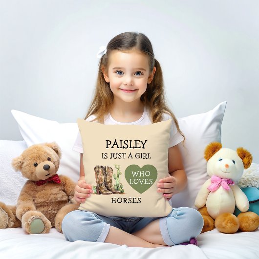 Cowgirl Boots Just a Girl who loves horses クッション