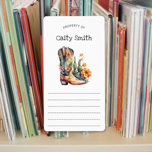 Cowgirl Boots orange floral cactus property of  ラベル