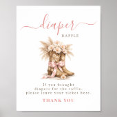 Cowgirl Boots Pink Bow Baby Shower Diaper Raffle  ポスター (正面)