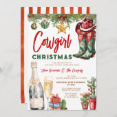 Cowgirl Boots & Wine Western Christmas Party 招待状 (正面/裏面)