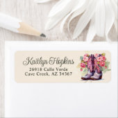 Cowgirl Boots With Flowers Return Address Labels ラベル (インサイチュ)