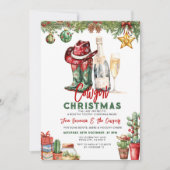 Cowgirl Christmas Party Western Holiday Boots 招待状 (正面)