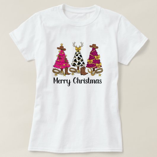 Cowgirl Christmas Trees Merry Christmas  Tシャツ (デザイン正面)