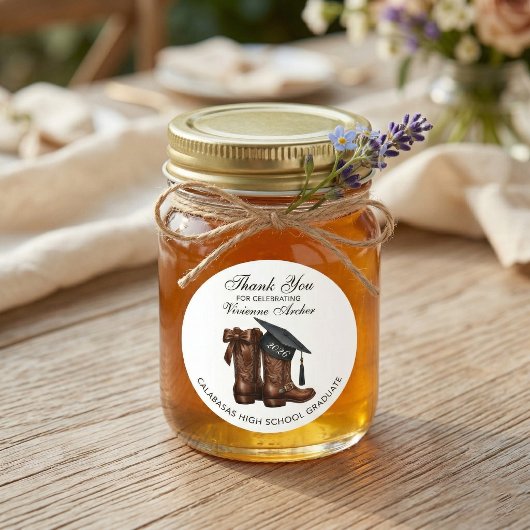 Cowgirl Country Chic Graduation ラウンドシール