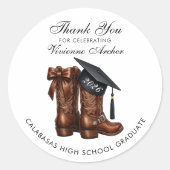 Cowgirl Country Chic Graduation ラウンドシール (正面)