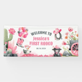 Cowgirl First Rodeo Western Birthday Party Welcome 横断幕