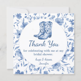  Cowgirl Floral Bridal Shower thank you blue ノートカード