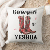"Cowgirl for Yeshua" Throw Pillow クッション (ブランケット)