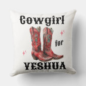 "Cowgirl for Yeshua" Throw Pillow クッション (裏面)