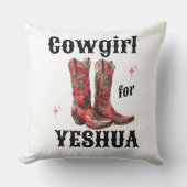 "Cowgirl for Yeshua" Throw Pillow クッション (正面)